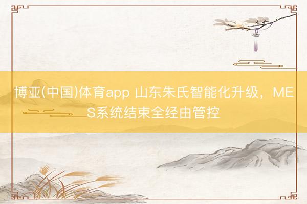 博亚(中国)体育app 山东朱氏智能化升级，MES系统结束全经由管控