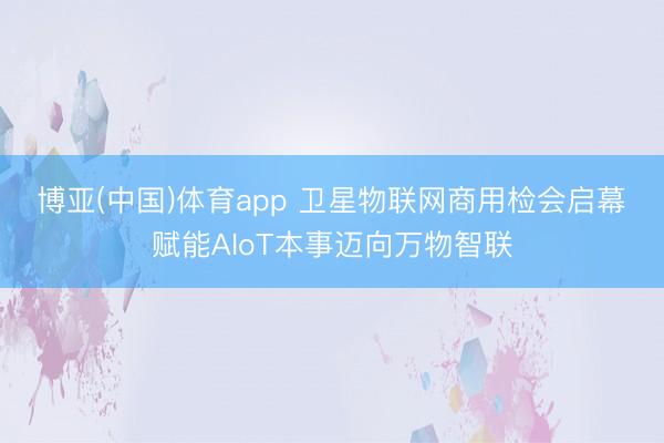 博亚(中国)体育app 卫星物联网商用检会启幕　赋能AIoT本事迈向万物智联