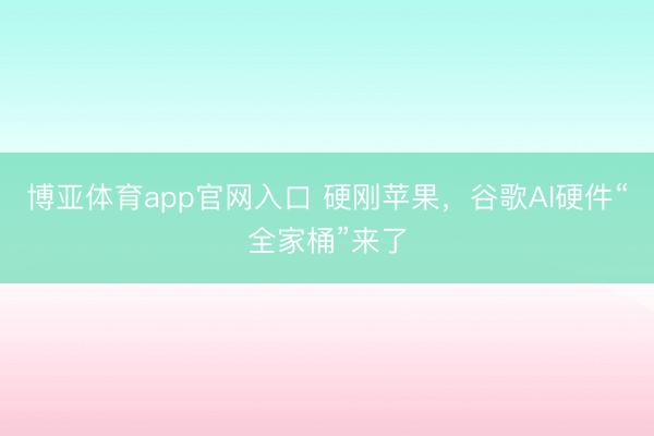 博亚体育app官网入口 硬刚苹果，谷歌AI硬件“全家桶”来了
