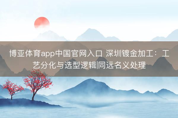 博亚体育app中国官网入口 深圳镀金加工：工艺分化与选型逻辑|同远名义处理