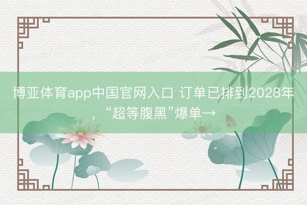 博亚体育app中国官网入口 订单已排到2028年，“超等腹黑”爆单→