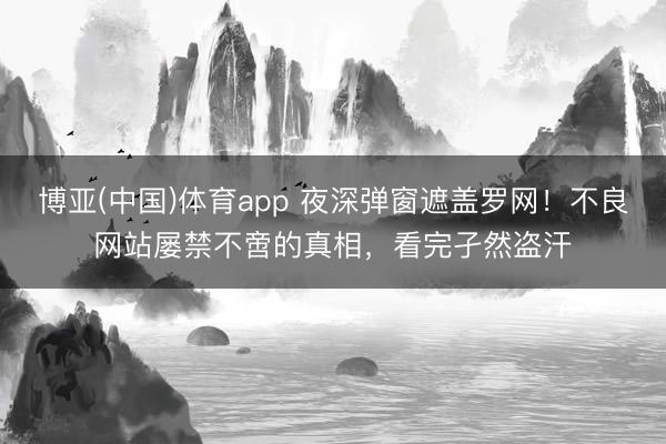 博亚(中国)体育app 夜深弹窗遮盖罗网！不良网站屡禁不啻的真相，看完孑然盗汗
