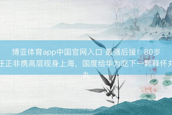博亚体育app中国官网入口 最强后援！80岁任正非携高层现身上海，国度给华为吃下一颗释怀丸