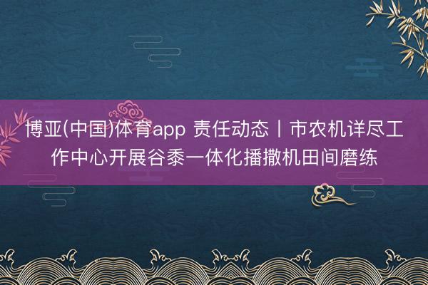 博亚(中国)体育app 责任动态丨市农机详尽工作中心开展谷黍一体化播撒机田间磨练