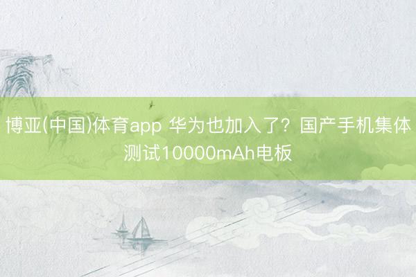 博亚(中国)体育app 华为也加入了?国产手机集体测试10000mAh电板