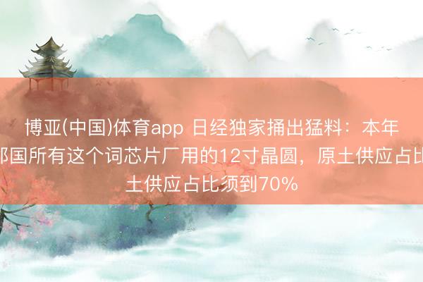 博亚(中国)体育app 日经独家捅出猛料：本年年底前，邻国所有这个词芯片厂用的12寸晶圆，原土供应占比须到70%