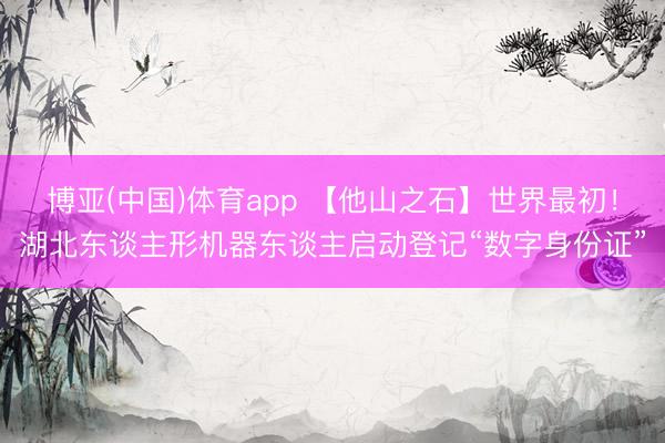博亚(中国)体育app 【他山之石】世界最初！湖北东谈主形机器东谈主启动登记“数字身份证”