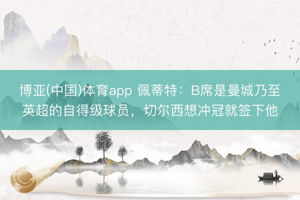 博亚(中国)体育app 佩蒂特：B席是曼城乃至英超的自得级球员，切尔西想冲冠就签下他