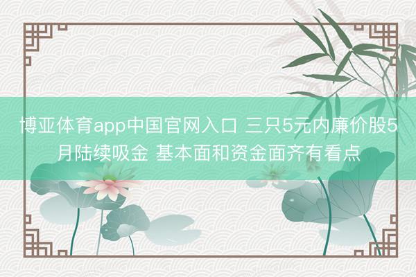 博亚体育app中国官网入口 三只5元内廉价股5月陆续吸金 基本面和资金面齐有看点