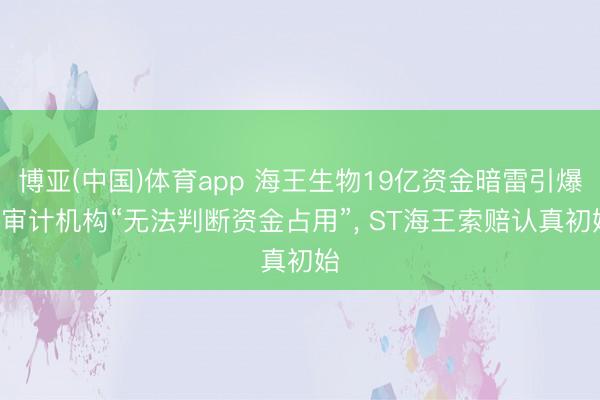 博亚(中国)体育app 海王生物19亿资金暗雷引爆! 审计机构“无法判断资金占用”， ST海王索赔认真初始