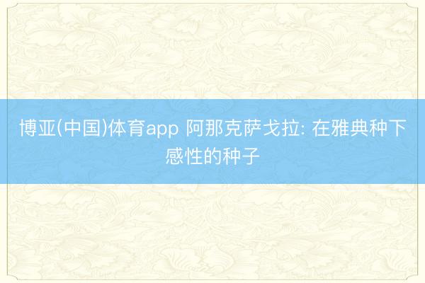 博亚(中国)体育app 阿那克萨戈拉: 在雅典种下感性的种子