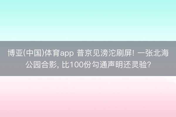 博亚(中国)体育app 普京见滂沱刷屏! 一张北海公园合影， 比100份勾通声明还灵验?