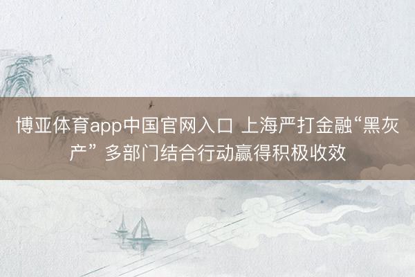 博亚体育app中国官网入口 上海严打金融“黑灰产” 多部门结合行动赢得积极收效