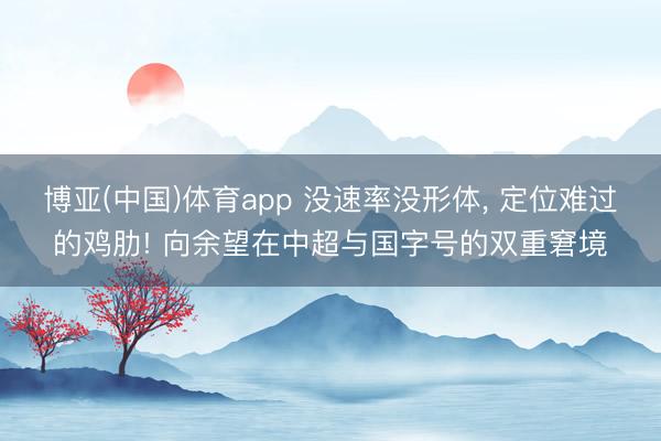 博亚(中国)体育app 没速率没形体， 定位难过的鸡肋! 向余望在中超与国字号的双重窘境