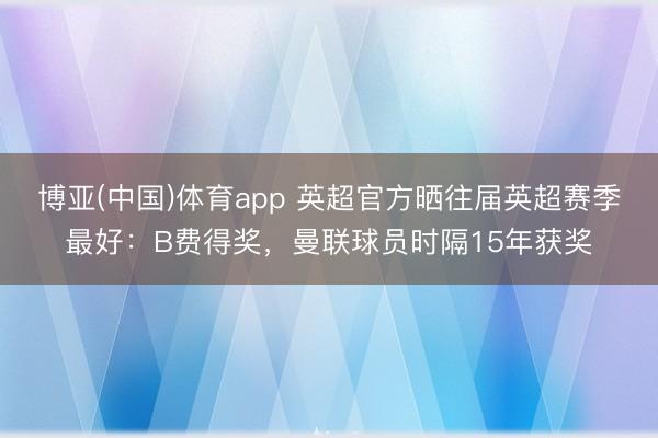 博亚(中国)体育app 英超官方晒往届英超赛季最好：B费得奖，曼联球员时隔15年获奖
