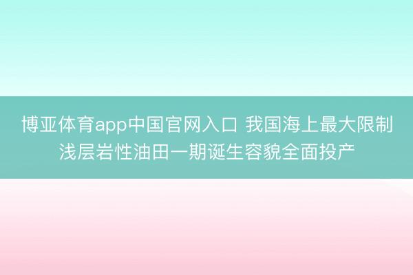 博亚体育app中国官网入口 我国海上最大限制浅层岩性油田一期诞生容貌全面投产