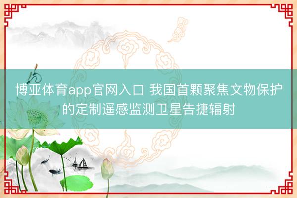 博亚体育app官网入口 我国首颗聚焦文物保护的定制遥感监测卫星告捷辐射