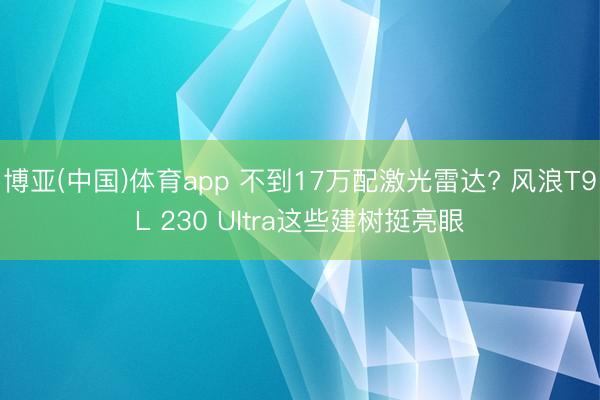 博亚(中国)体育app 不到17万配激光雷达? 风浪T9L 230 Ultra这些建树挺亮眼