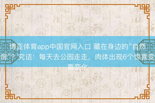 博亚体育app中国官网入口 藏在身边的“自然药房”？究诘：每天去公园走走，肉体出现6个惊喜变化